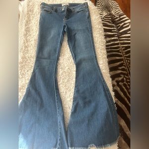 Free People Lower Rise Blue Flare Jeans Size 27